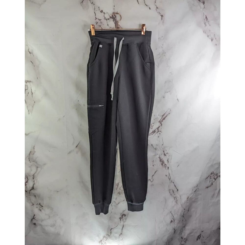 Figs Zamora Jogger Womens 2XS XXS Black Gray High Rise Technical Drawstring 3183